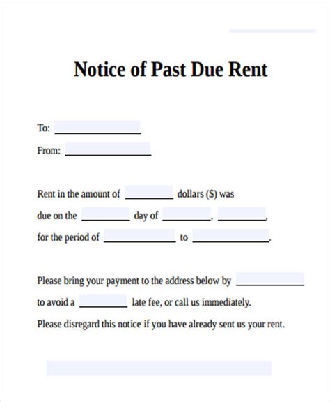 Printable Unpaid Rent Past Due Rent Notice
